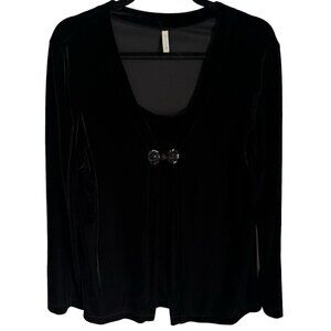 White Stag Blouse Size Large Black Velvet Long Sleeves Women Blouse. NWT